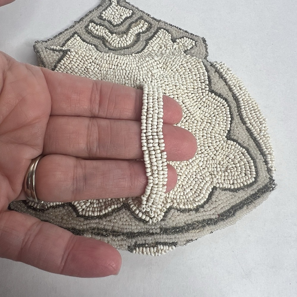 Antique Beaded & Sequin‎ Belt Bag Coin Purse Made in France Vintage Handcrafted - Picture 4 of 7